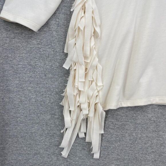 Cato Blouse Womens XS Cream Fringed Split Sides VNeck 3/4 Sleeve Stretch - Picture 4 of 10